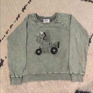 Hux Dino Car Sweatshirt - Soft Green size 8